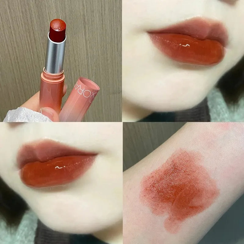 Water Light Solid Lip Gloss Jelly Cherries Red Lip Tint Clear Lasting Moisturizing Lipstick Mirror Non-stick Cup Lipstick Makeup Qme 06