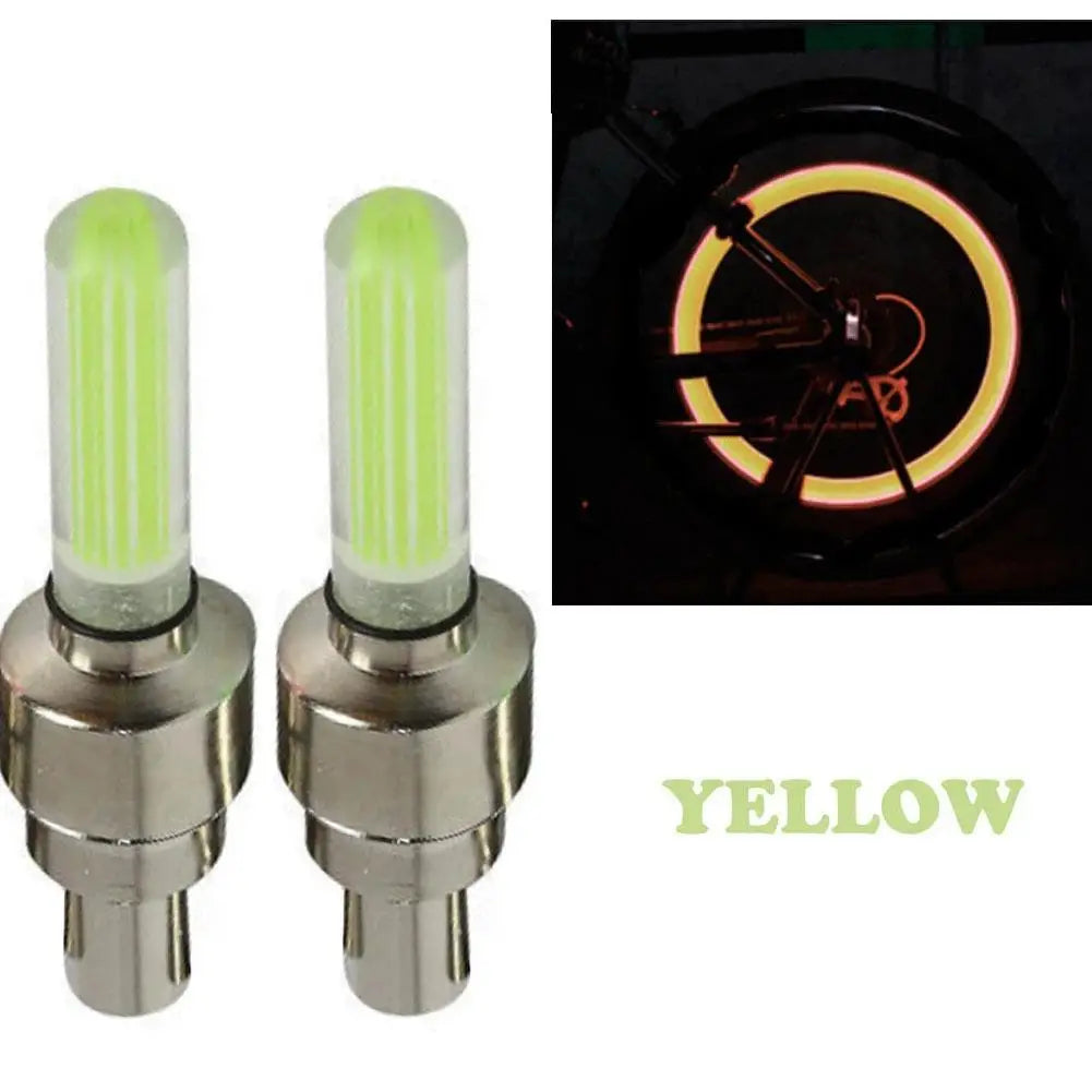 2pcs LED Bicycle Valve Light, Neon Bicycle Spoke Light Bicycle Tire Valve Light, Night Riding Warning Light Bicycle Accessories Qme D