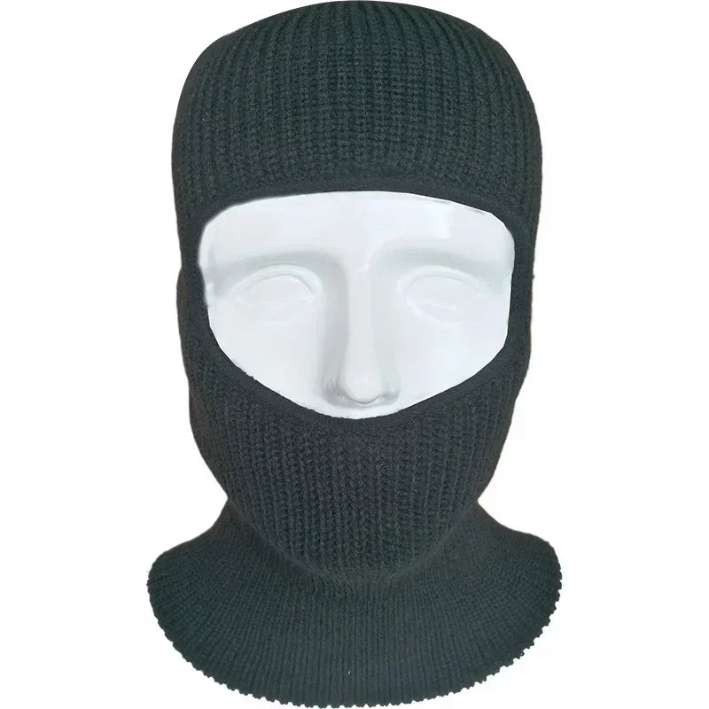 1 Hole Knitted Full Face Cover, Winter Balaclava, Warm Knit Thermal Ski Neck Gaiter for Outdoor Sports Qme black 2pcs