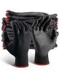 50PCS PU Coated Palm Gloves White Anti-static Dust-free Electronic Factory Labor Protection Gloves PU Coated Fingertips Qme Black M