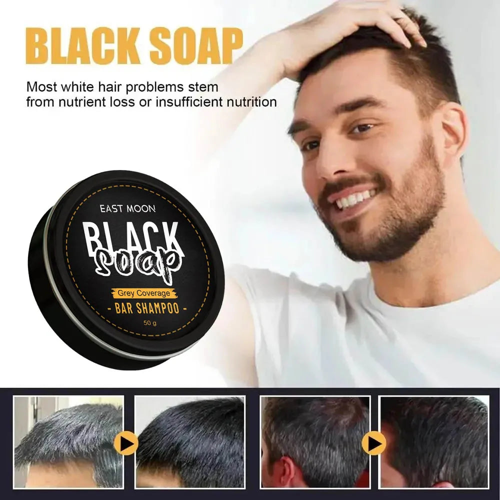 Polygonum Multiflorum Black Hair Soap Darkening Shampoo Bar Repair Gray White Color Dye Face Hair Body Shampoo For Man Women Qme