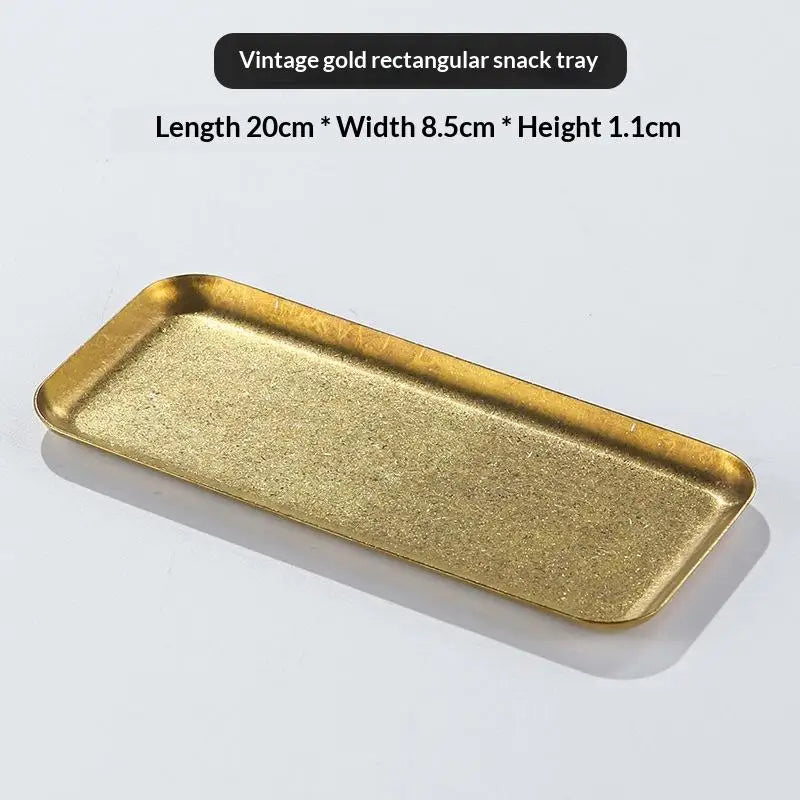 Retro Stainless Steel Trays Sushi Plates Snack Pastry Oval Shallow Qme C
