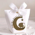 10 Elegant Black, White, and Green Eid Al-Adha Gift Boxes, Decorated with Creative Golden Crescent Lanterns and Lamb Motifs Perfect for Holding Candies, Chocolates, and Small Gifts. It Is a Celebration of the Eid Al-Adha. Qme White-White-10 Pcs Other Other