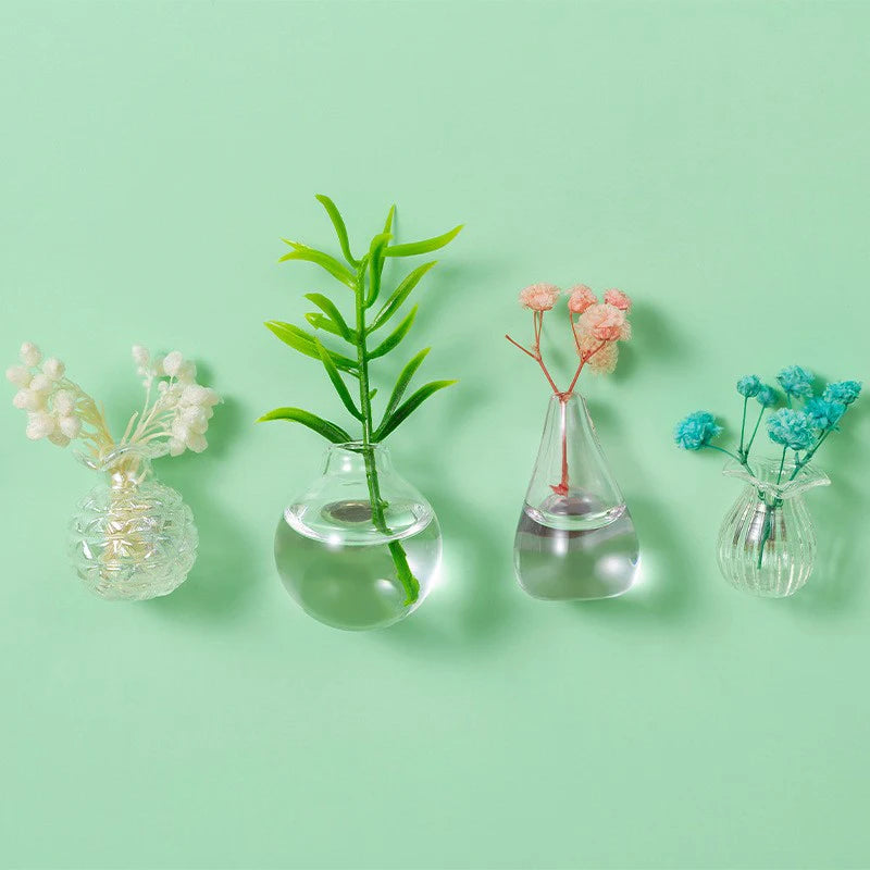 Mini Glass Vase Fridge Magnet DIY Porcelain Vase Flowers Refrigerator Message Sticker Plant Magnet Green Gift Kitchen Qme