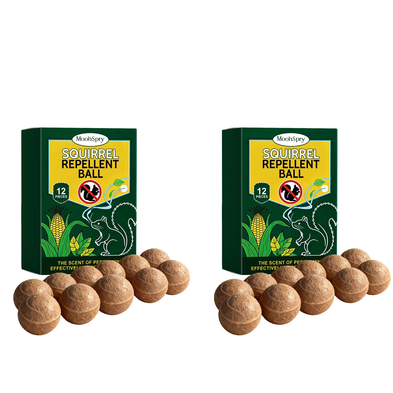 Squirrel Repellent Balls Drive Away Squirrels Reduce Disturbance Persistent Odor Emission Natural Peppermint Wildlife Repellents Qme 2 x 12pcs Boxed