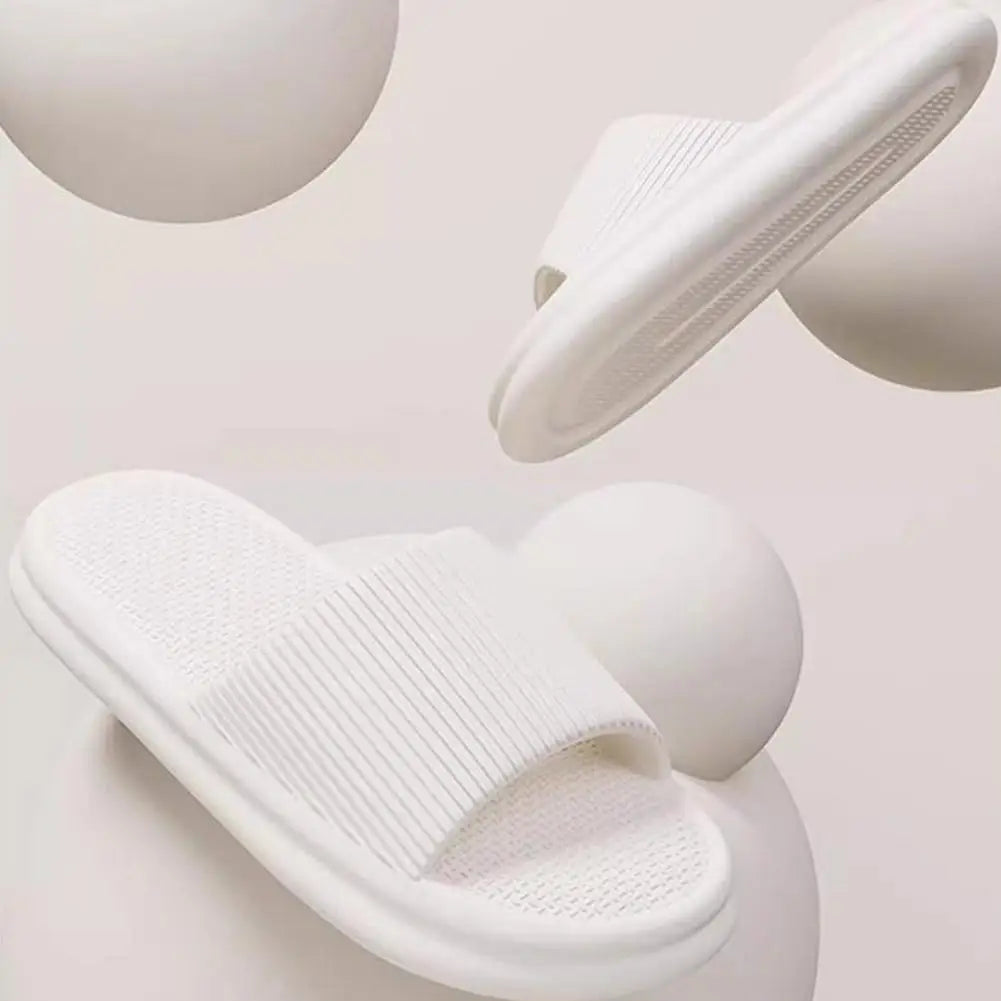 Women Summer Concise EVA Slippers Men Soft Home Slides Couples Bathroom Non-slip Sandals Adults Comfortable Outdoor Beach Shoes Qme