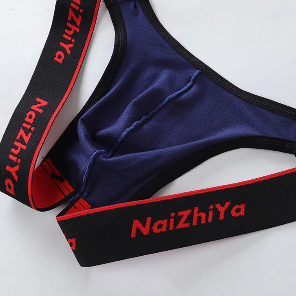 Male Fashion Sexy Letter Erotic Panties Thong Low Waist Casual Breathable T-Pants Bladder Soft and Comfortable Briefs Qme