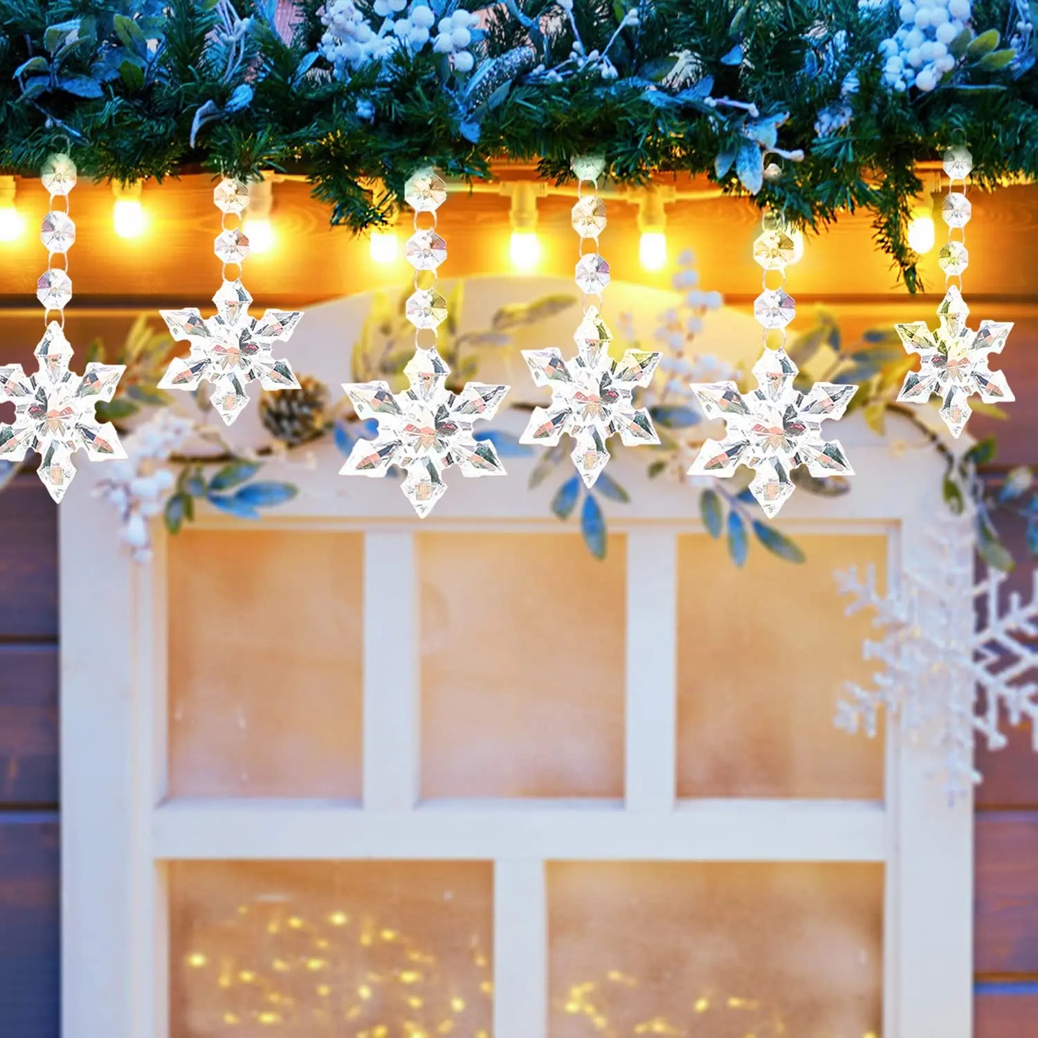 10/20/30PCS Snowflake Crystal Christmas Ornaments for Christmas Tree Decorations, Hanging Clear Acrylic Snowflake Ornaments Qme