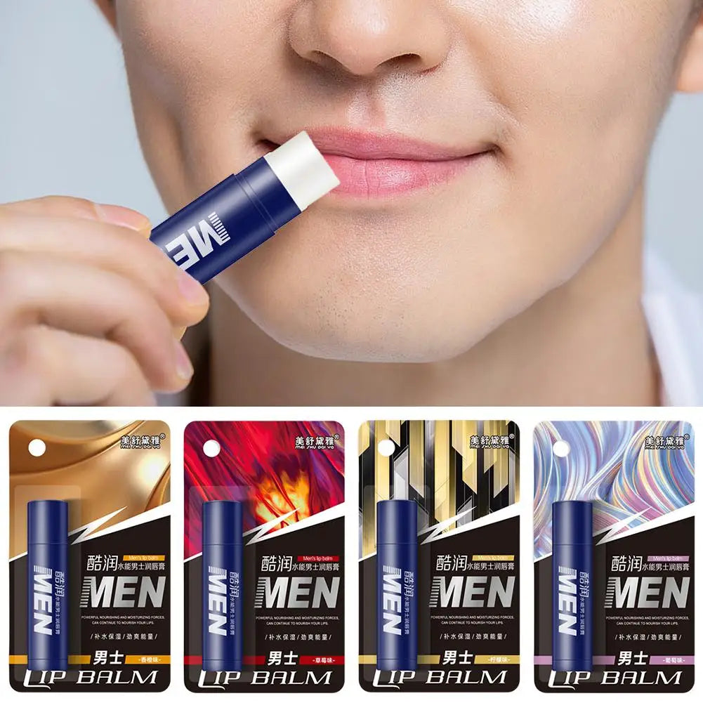 4 Flavors Hydrating Men's Lip Balm Vitamin E Mens Moisturizing Qme