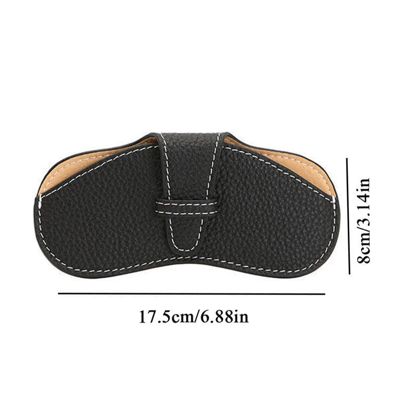 PU Leather Portable Glasses Bag Sunglasses Storage Bags Men and Women Car Glasses Protective Cover Anti-crushing Glasses Clip Qme