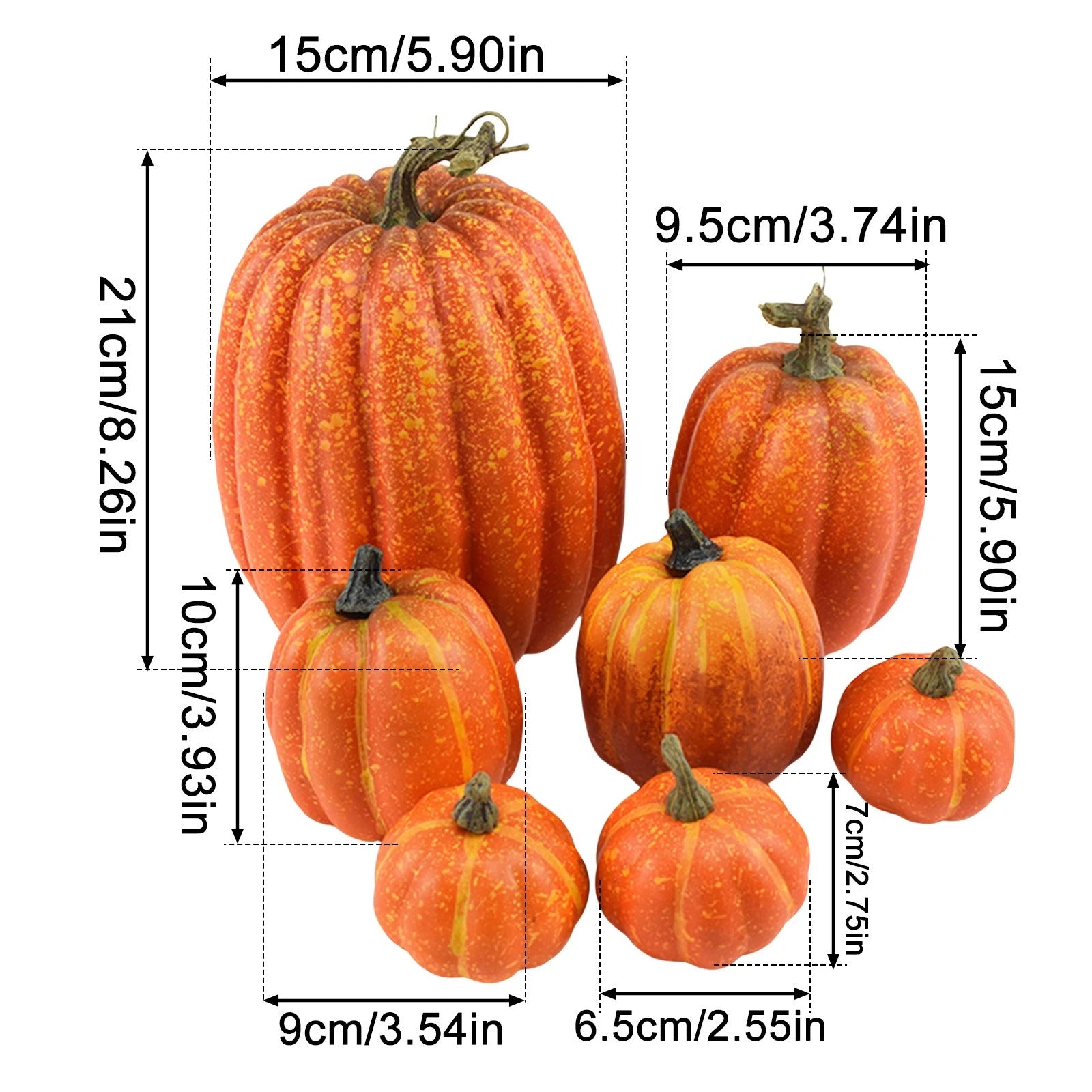 7Pcs Multi-size Halloween Fake Pumpkin Decorations Foam Artificial Vegetable DIY Party Autumn Home Thanksgiving Ornaments Qme