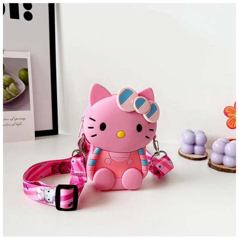 Hello Kitty Cartoon Coin Purse Cute, Instagram-Style Fashion Bags for Students Silicone Crossbody Bag Qme 5