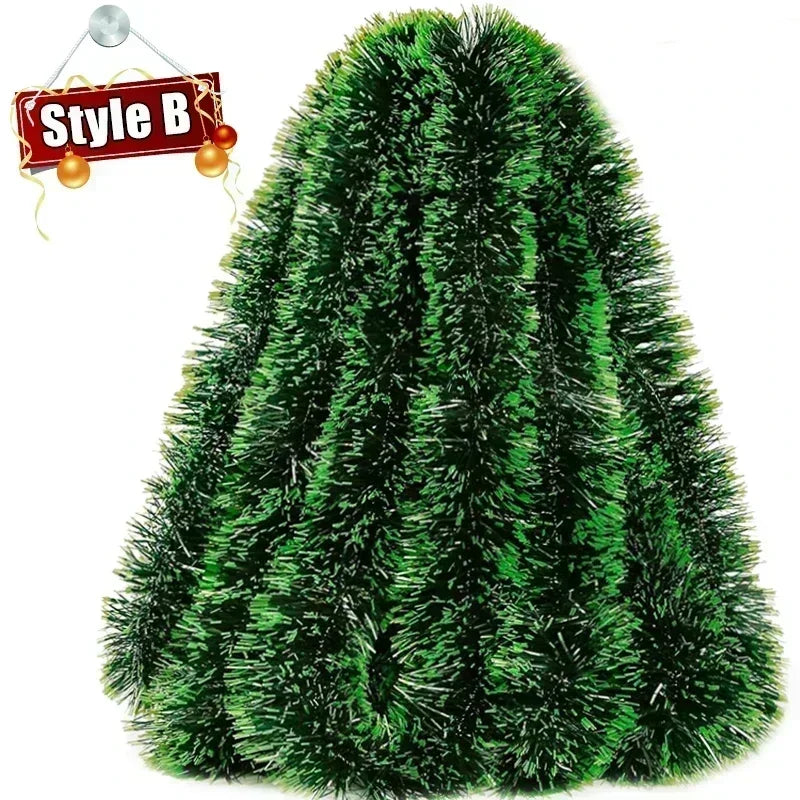 Christmas Tinsel Ribbons Green Cane Ribbon Garland Xmas Tree Hanging Pendent Xmas Ribbons Wreath Ornaments Party Home Decoration Qme B 10PCS (20m)