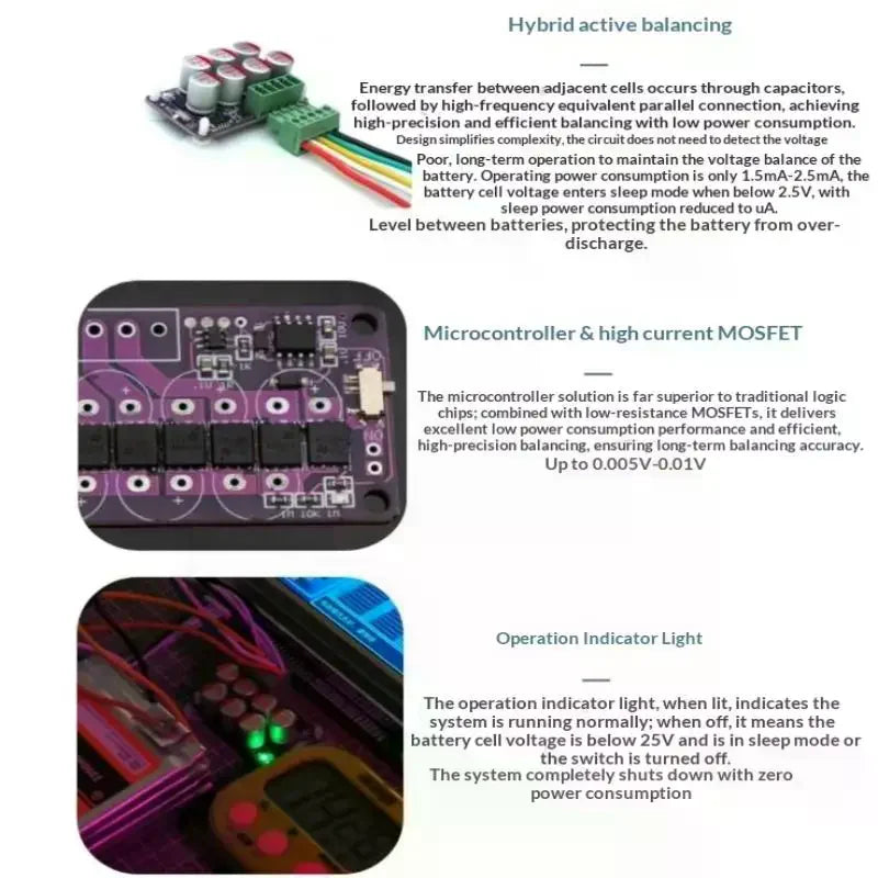 BMS 6A Active Hybrid Equalization Board 3S 4S 6S 8S 17S Lifepo4 18650 Qme