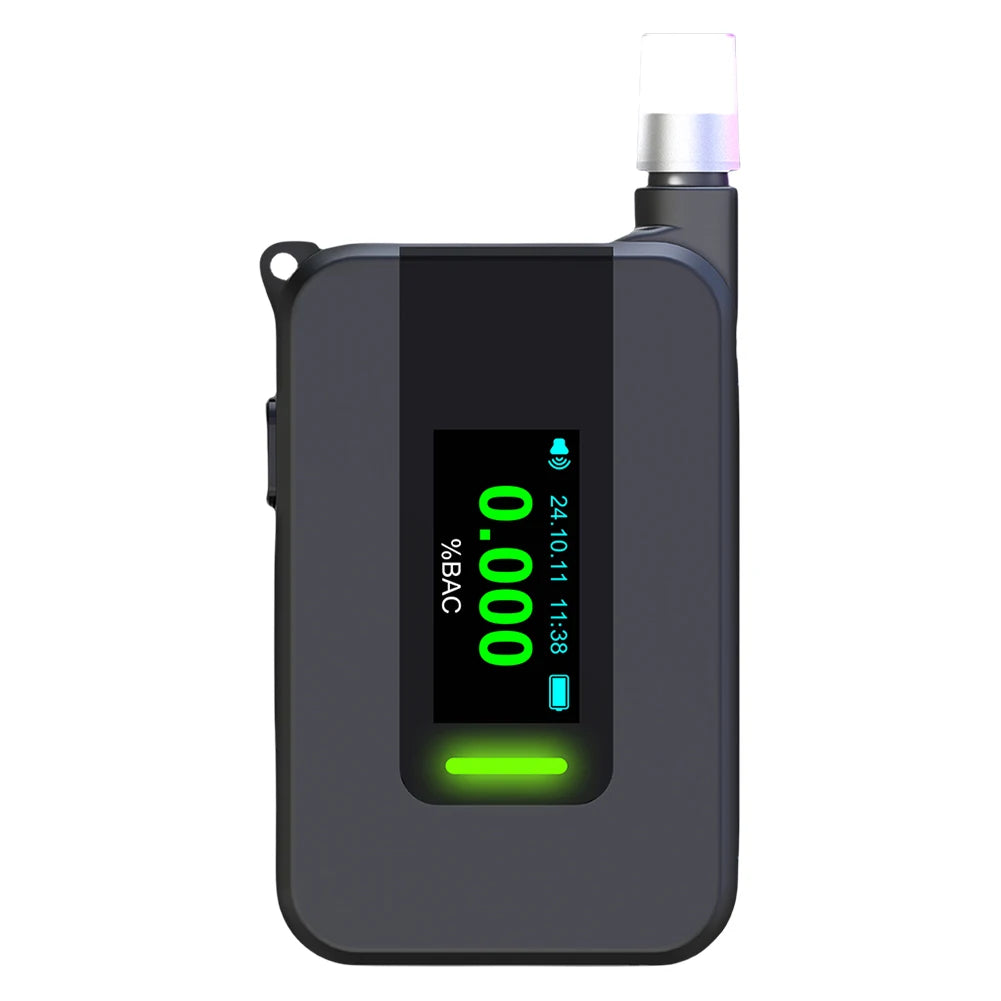 Electrochemical Alcohol Tester USB Rechargeable Non-Contacting Electronic Breathalyzer Portable Alcohol Meter for Personal Use Qme Black