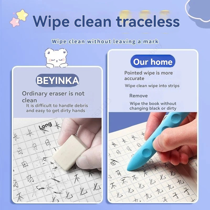 3/6Pcs Hole Eraser Pen No Dust No Crumbs Clean Eraser Cute Portable Eraser for Art Drawing Stationery Supplies Qme