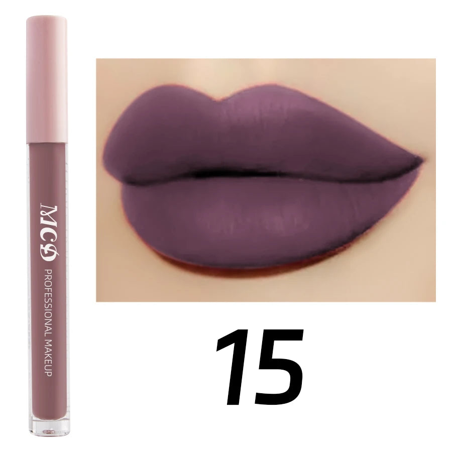 Dark Brown Matte Velvet Lip Gloss Waterproof Liquid Lipstick Nude Qme 15