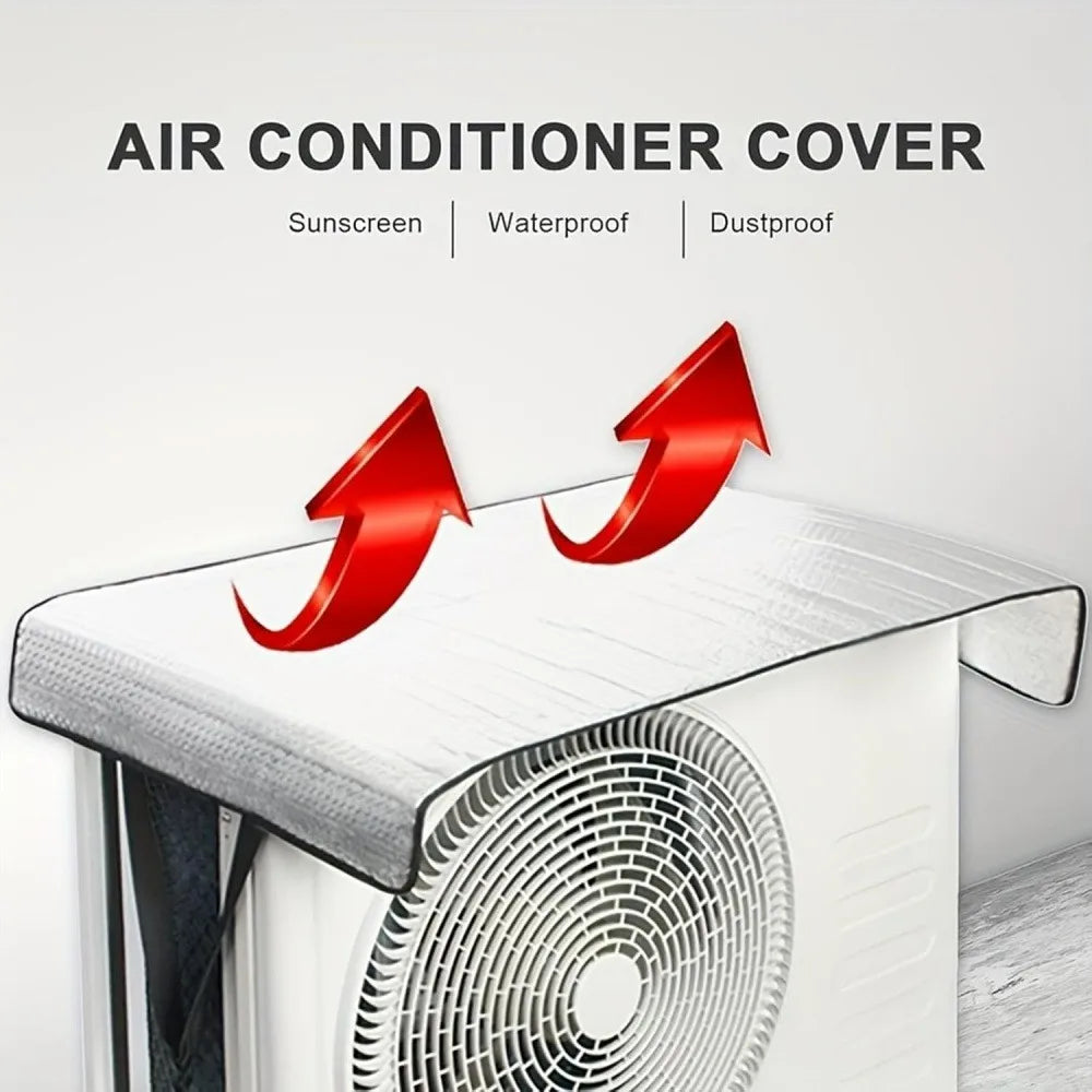 Outdoor Dustproof Air Conditioner Cover External Unit Insulation Board Protective Cover Aluminum Foil Energy-saving Sleeve Qme