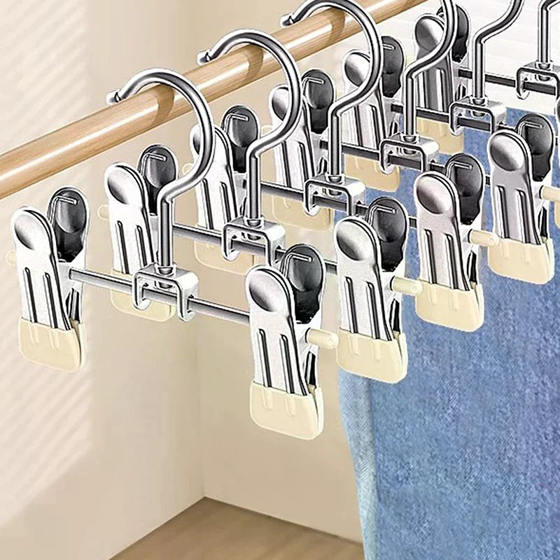 Seamless Stainless Steel Trouser Rack Adjustable Stainless Steel Shoe Rack Trouser Rack Boots Hanger Portable Qme