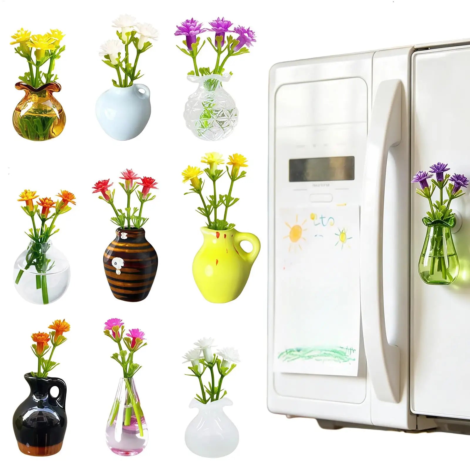Mini Fridge Vase Magnets 10 Pieces Ceramic Glass Aesthetic Decor Decorative Mini Ceramic Vase Magnets For Home Office School Qme