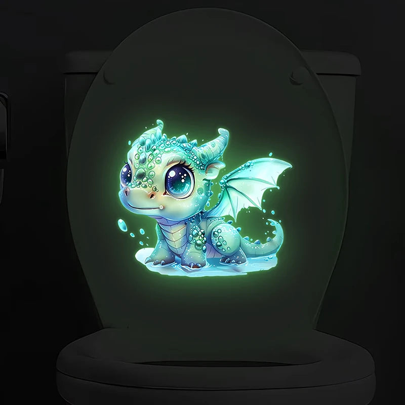 Self-adhesive Removable Home Bathroom Decor Fluorescent Blue Dragon Qme