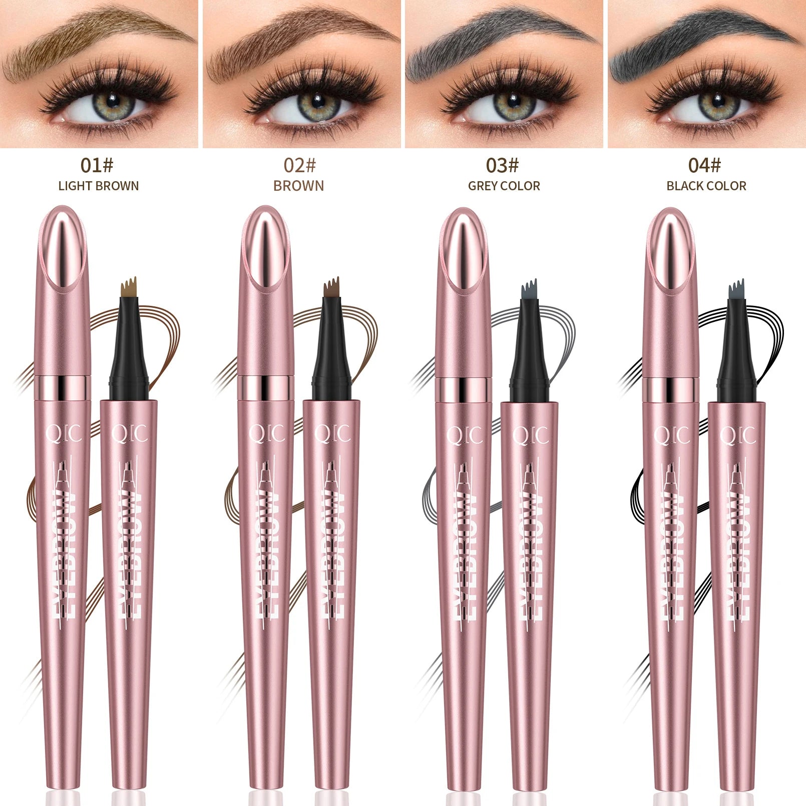 Four Claw Liquid Eyebrow Pen Waterproof Sweatproof Long Lasting 3D Wild Brow Microblading Makeup for Beginners Qme