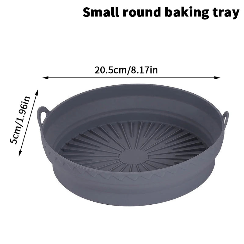 Foldable Air Fryer Silicone Mould Reusable Basket Food Safe Non Stick Qme SC2