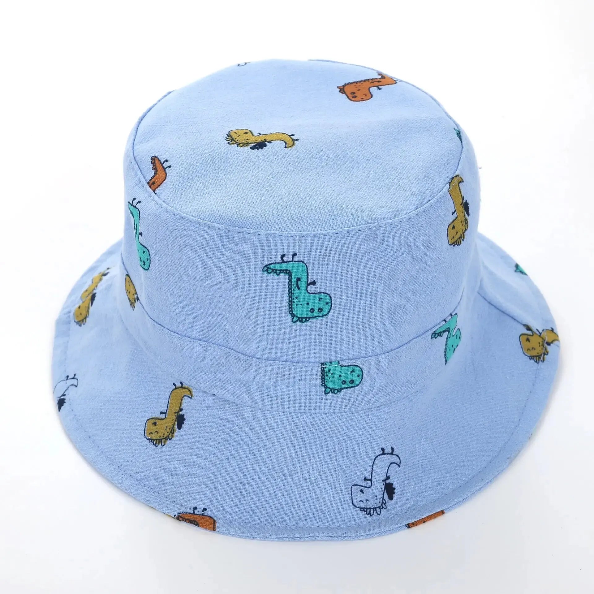 Cartoon Giraffe Print Baby Bucket Hat Children Casual Panama Cap Kids Foldable Camping Fishing Outdoor Sun Hats Fisherman Caps Qme 48cm fit 0-4Y blue