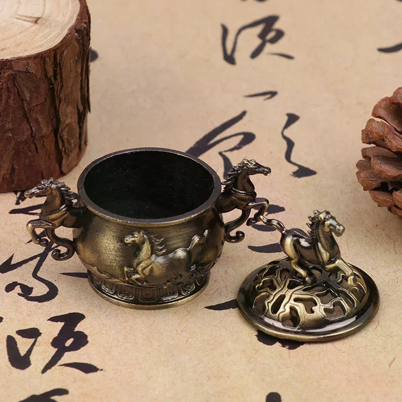 Vintage Alloy Incense Burner Horse Lucky Hollow Lotus Incense Censer Seashell Incense Holder Mini 2026 Year Of The Horse Stove Qme