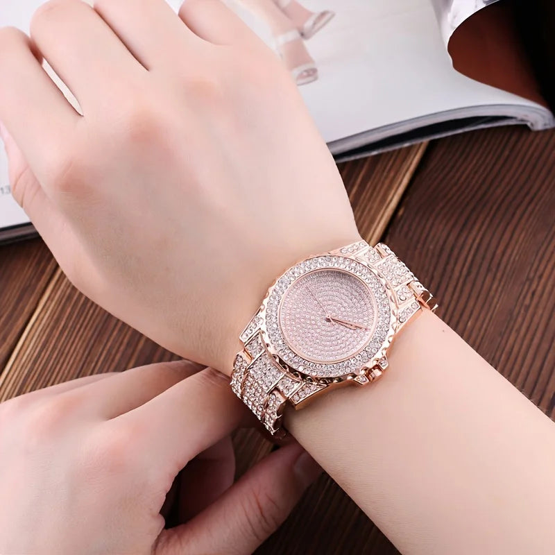 1pcs Fashion Crystal All Steel Women's Watch Women's Watch Quartz Women's Watch Qme