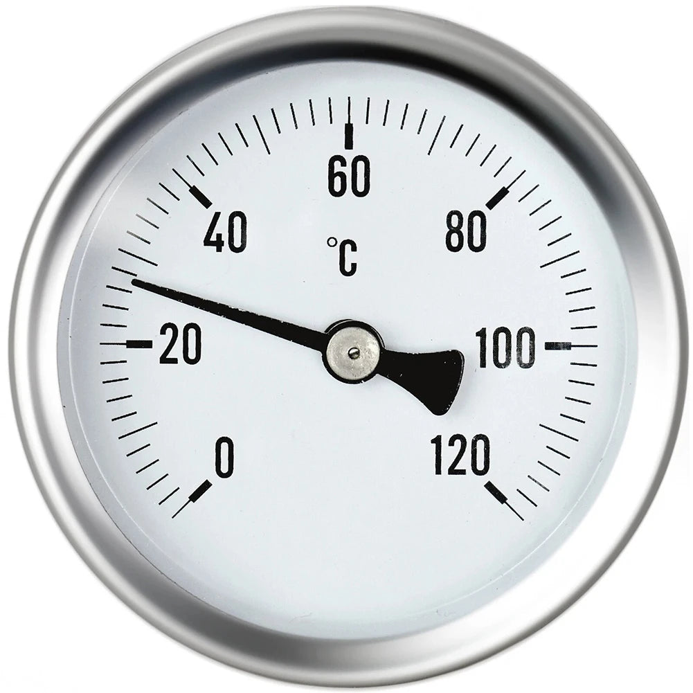 1 X Bimetallic Thermometer 0-120°C With 63mm Stainless Steel Case And 1/2" For Immersion Sleeve For Heating Systems Qme