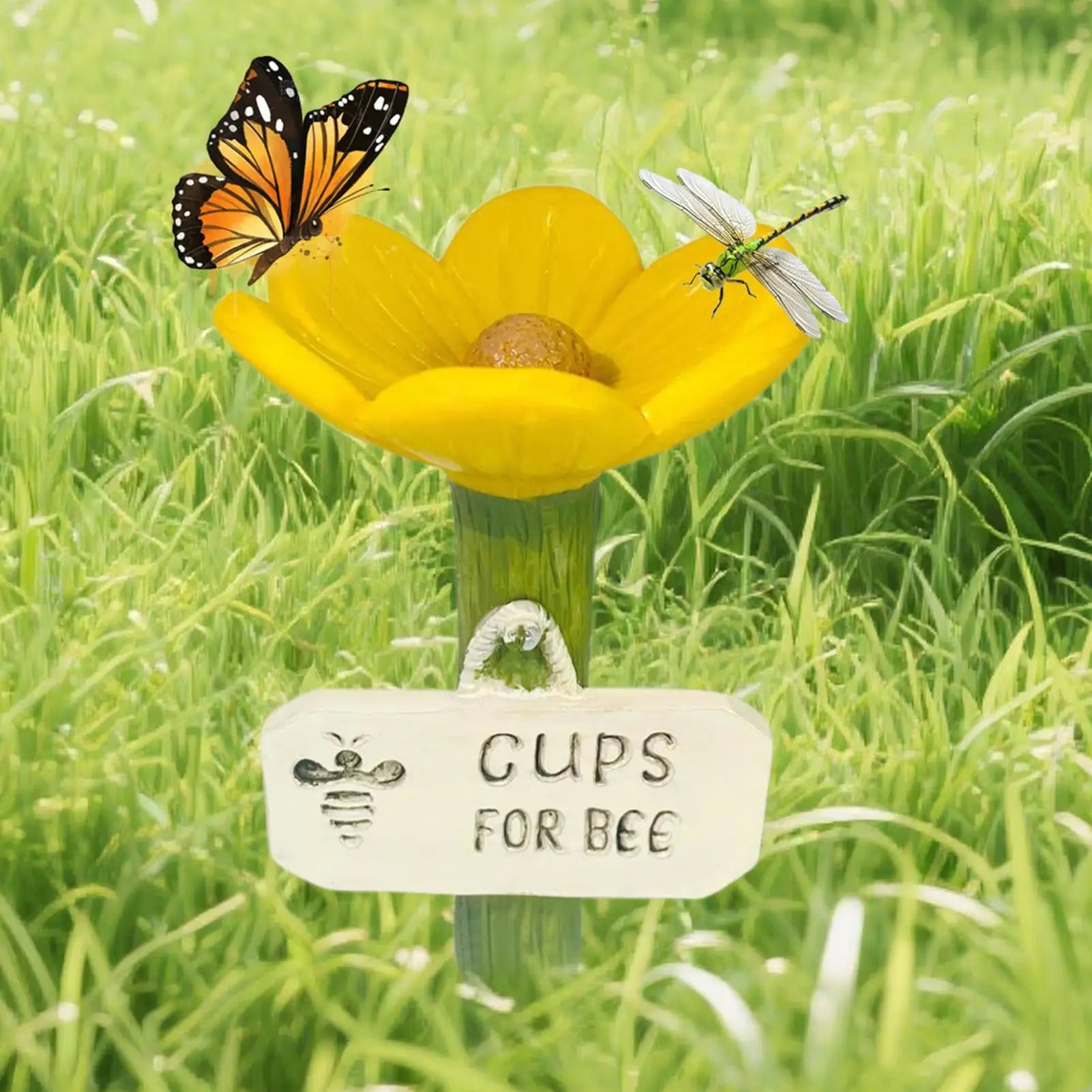 Bee Waterers Garden Flower Shaped Feeder Drinking Cups Colorful Qme