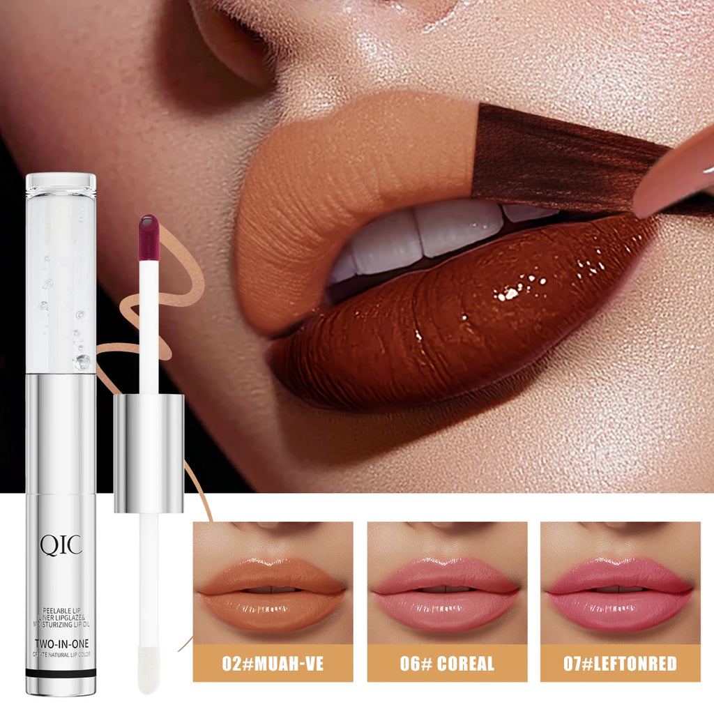 QIC Waterproof Lip Liner Peel Off Tattoo Lipgloss Long Lasting Matte Lip Tint Brown Contour Tear-off Lips Stain Cosmetic Qme