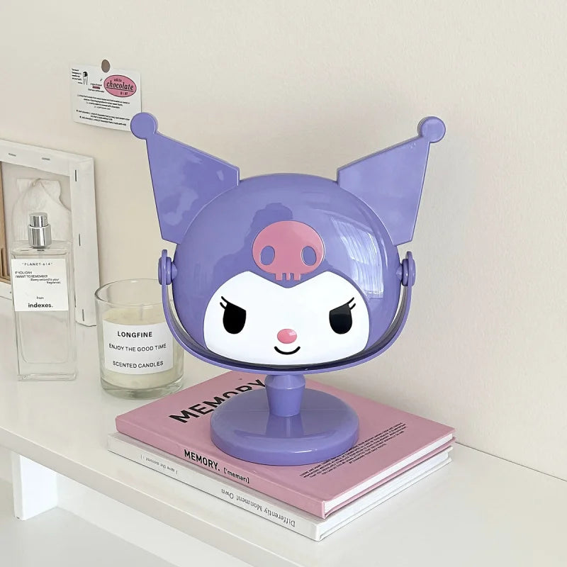 Kuroomi-Style Desktop Makeup Mirror Creative and Cute Cartoon-Themed Rotating Touch-Up Mirror Qme