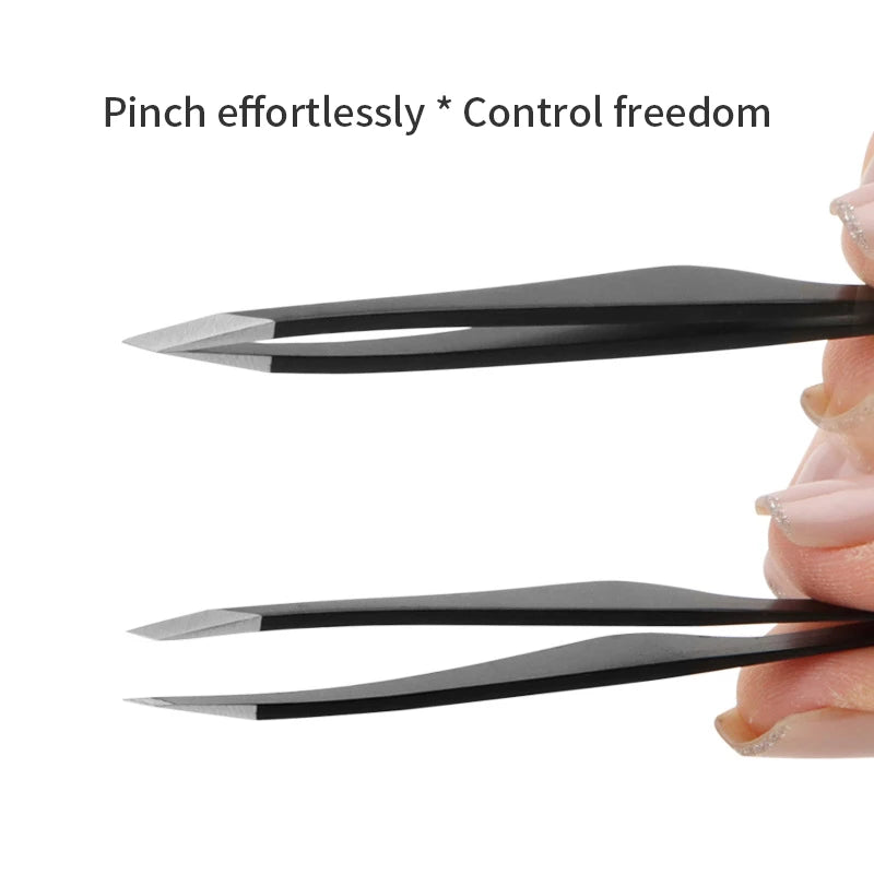Hair Removal Tweezers Stainless Steel Eyebrow Slant Tip Point Flat Qme