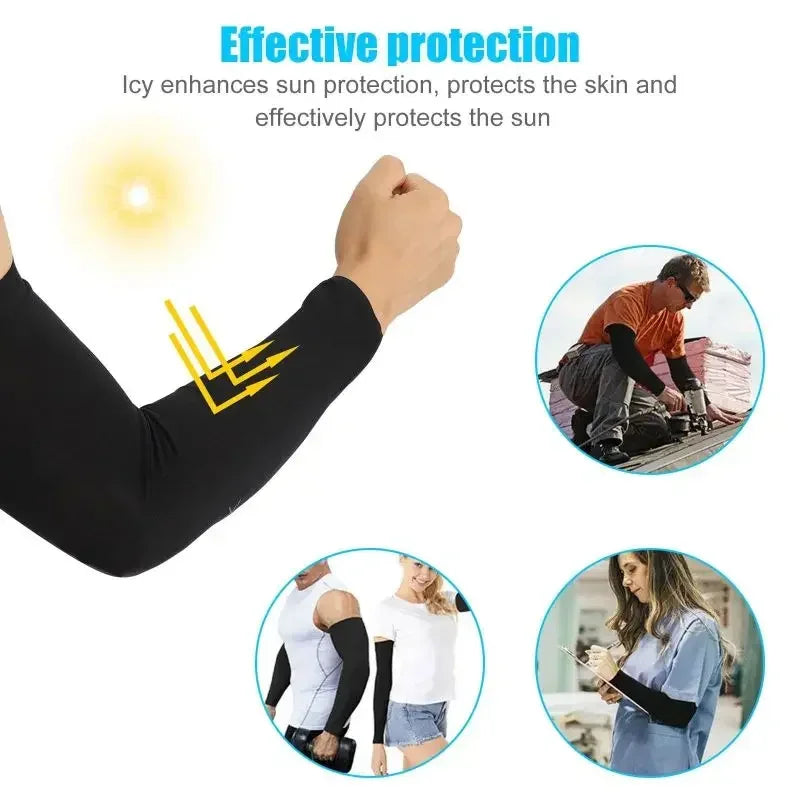 1 Pair Cooling Arm Covers for Men and Women Summer Sun Protection Sunshade Ice Silk Sleeves for Cycling Outdoor Sports Golf Qme