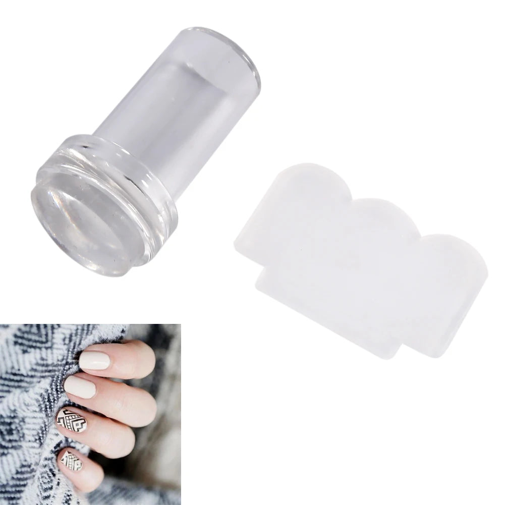 Manicure Tool Nail Art Printing Tool Fashionable Transparent Silicone Nail Polish Transfer Stamper & Scraper Set Manicure Tool Qme