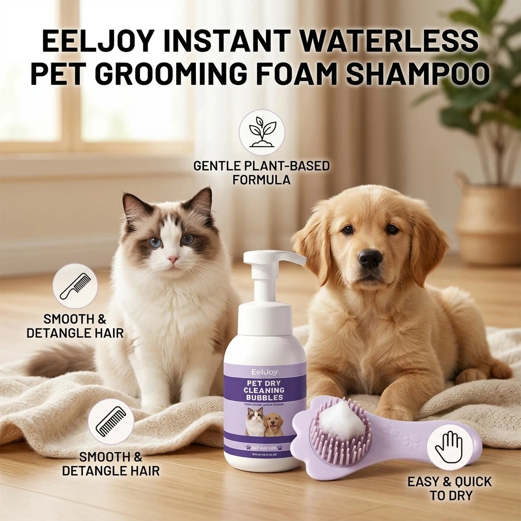 Pet Dry Cleaning Bubble Shampoo Kit Removing Stains Soothing Hair Eliminate Odor Long-Lasting Fragrance Dogs & Cats Foam Shampoo Qme