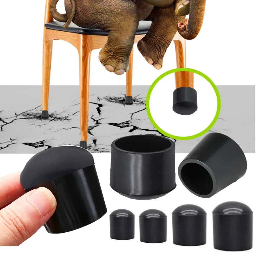 16Pcs Silicone Table Chair Leg Tips Caps Black/Transparent Non-slip Floor Protector Furniture Bottom Reduce Noise End Covers Qme