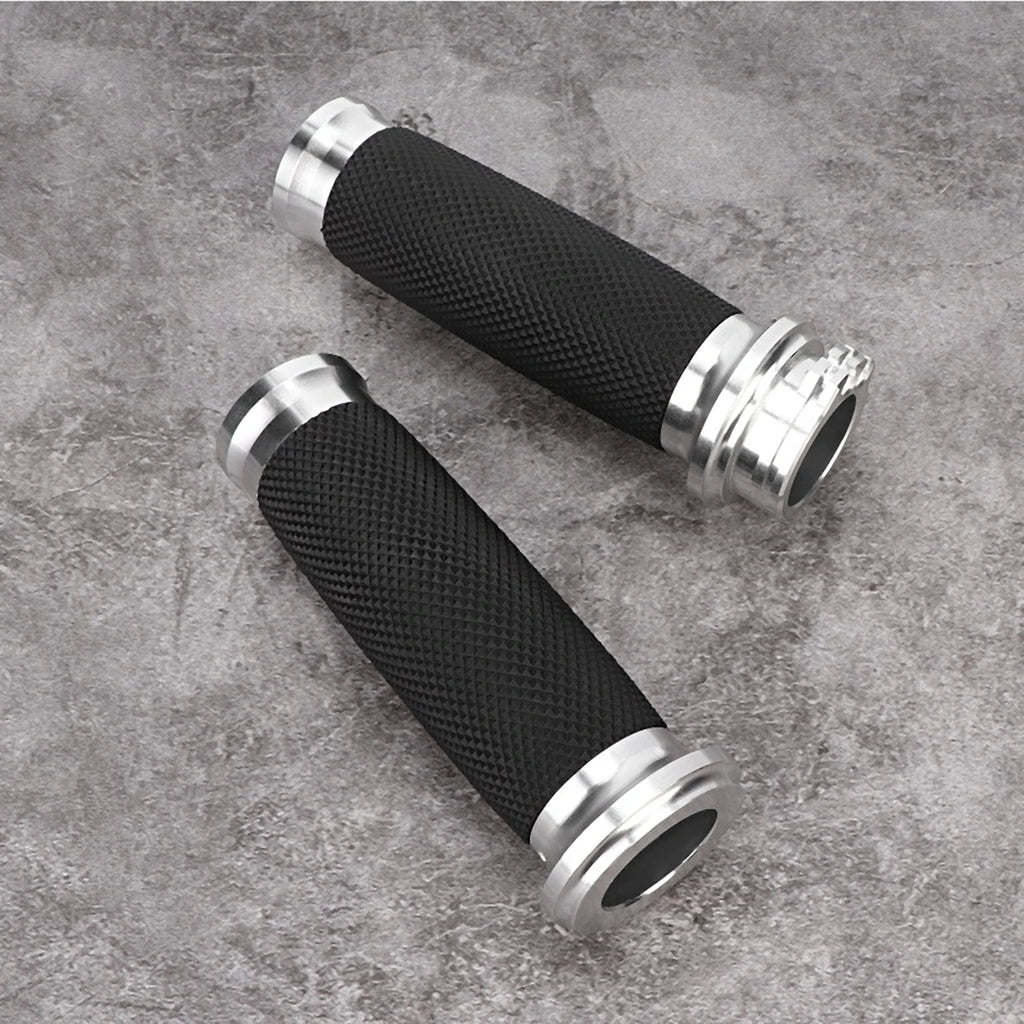1 Pair Motorcycle 25mm Handgrip Aluminum+Rubber Anti Slip Handlebar Grip Cover Bike Hand Grips Rubber Handlebar Grip Qme