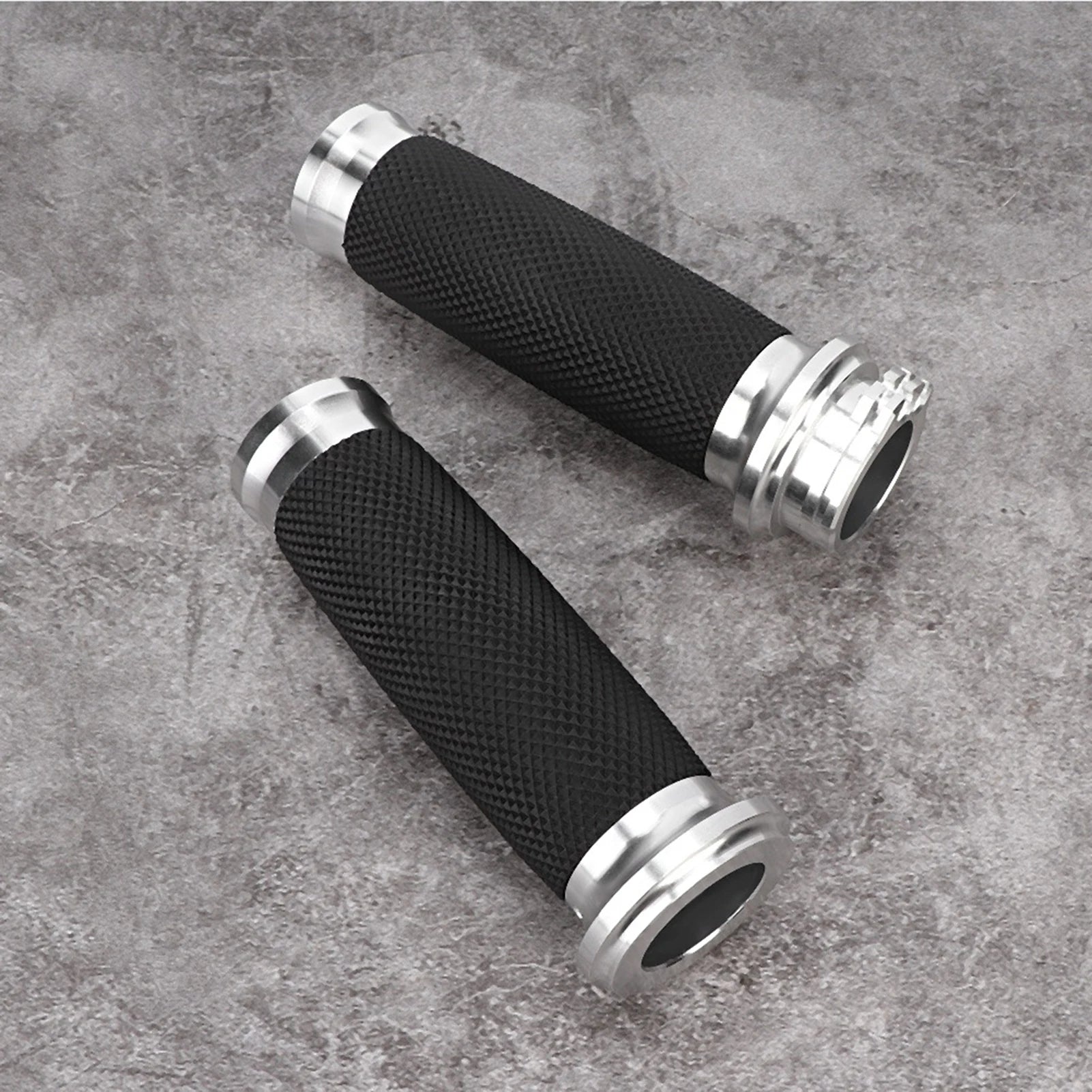 1 Pair Motorcycle 25mm Handgrip Aluminum+Rubber Anti Slip Handlebar Grip Cover Bike Hand Grips Rubber Handlebar Grip Qme