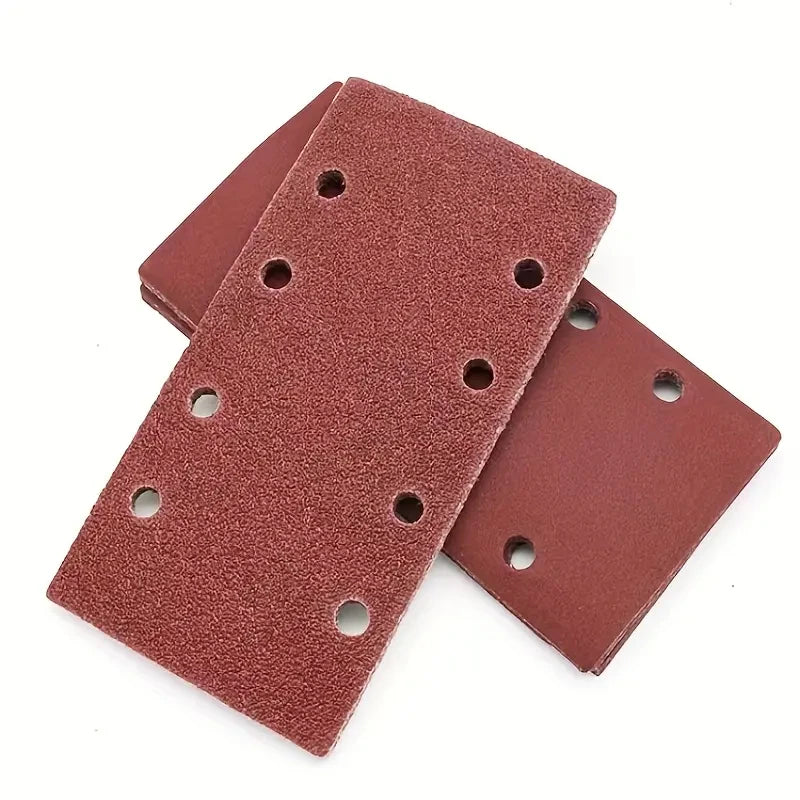 20pcs 8-Hole Rectangular Premium Flocked Sandpaper Sheets, Self-Adhesive, 185X93mm - Assorted Grits (60-600) For Air Grinders Qme