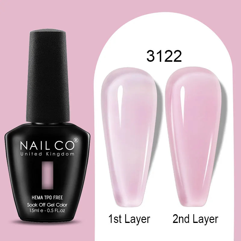 Nailco Jelly Gel Nail Polish Transparent Varnishes 44 Colors Red Pink