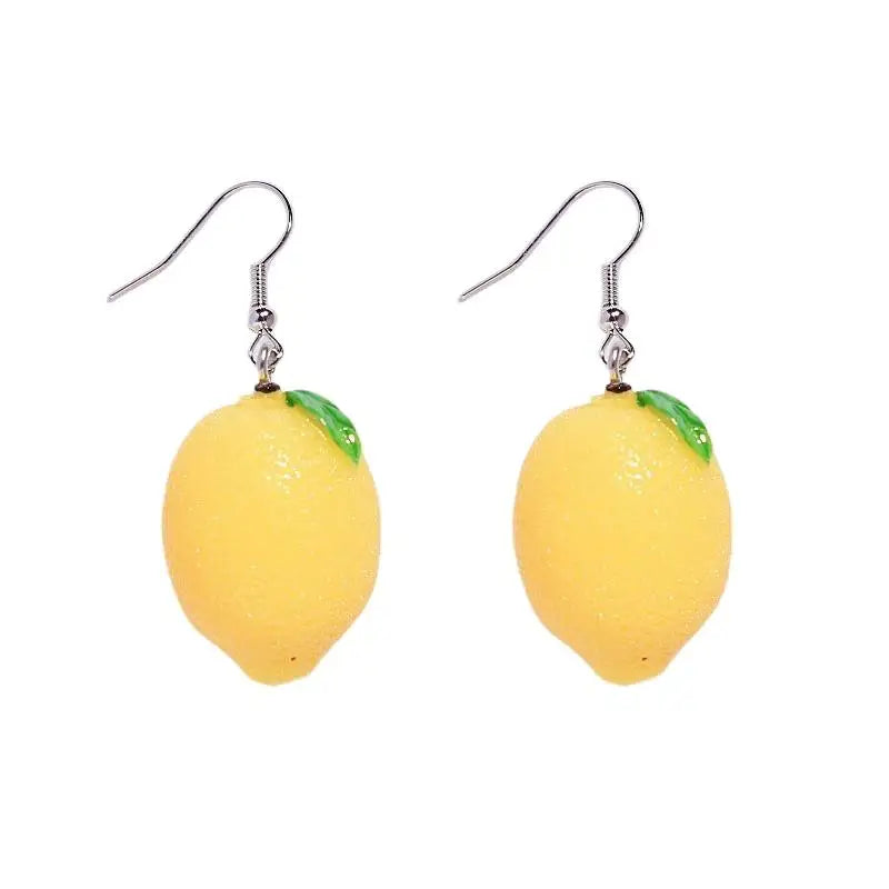1 Pair Creative Funny 3D Fruit Studs Earring Fashion Cute Imitation Lemon Earrings For Girls Summer All-match Ear Jewelry Gift Qme
