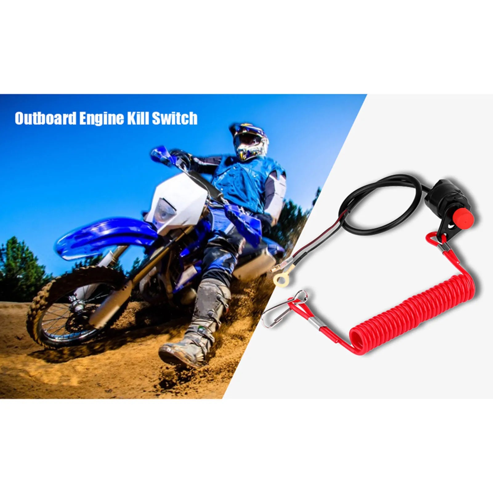 Emergency Engine Kill Motorcycle Outboard Lawn Mowers Emergency Engine Kill Stop W/ Tether Lanyard Cord Qme
