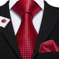 Hi-tie Grey Pink Red Plaids Geometric Tie Men Hanky Cufflink Fashion Qme 1573