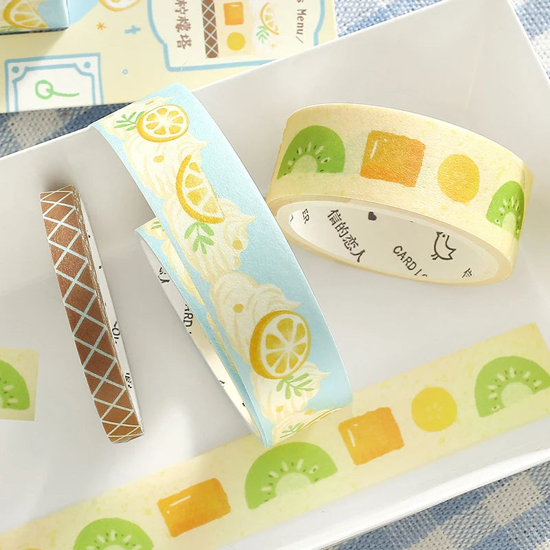 Retro Food and Desserts Japanese Stationery Tapes 3Rolls Creative DIY Scrapbooking Stickers Handbook Decorative Journal Supplies Qme