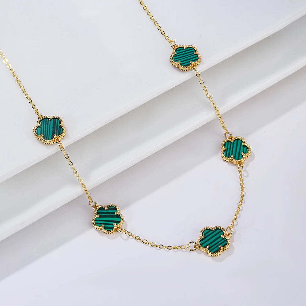 INS Selling Women Five Leaf Clover Necklace Fashion Geometric Sweet