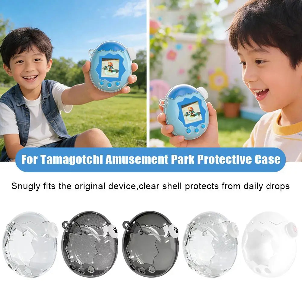 for Tamagotchi Paradise Game Console Protective Cover With Button Cap Transparent Black Glitter Waterproof Anti-drop Protective Qme