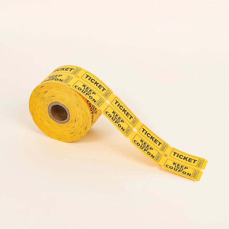 1000Pcs Colorful Tearable Raffle Tickets Double Rolls Admission Ticket Game Ticket For Events Carnivals Entry Class Reward Qme Yellow 1set